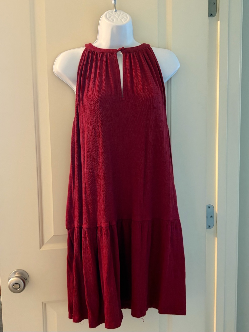 LOFT Sleeveless Halter Tiered Mini Dress - Wine